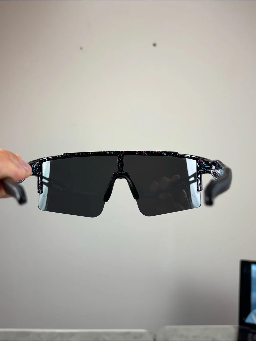 Black polarized sunglasses running baseball